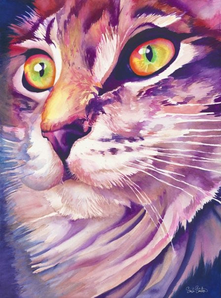 Ashley Part One: Signed Print from original watercolor cat painting.