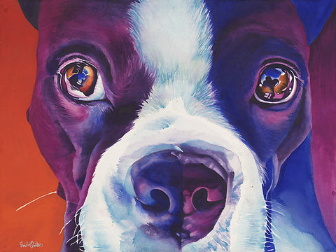 Bender: Signed Print from original watercolor dog painting.