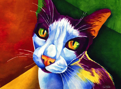 Blobber: Signed Print from original watercolor cat painting.