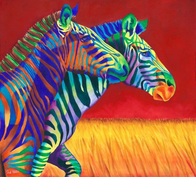Carousel: Signed Print from original watercolor zebra painting.