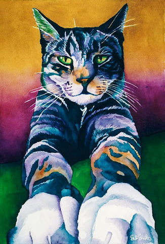 Dino: Signed Print from original watercolor cat painting.