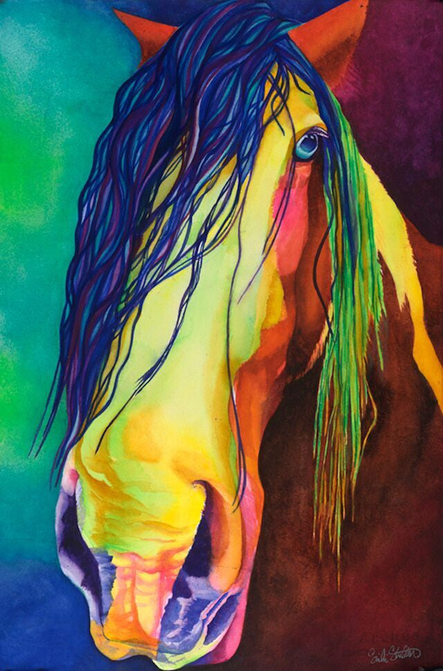 Gideon the Stallion: Signed Print from original watercolor horse painting.