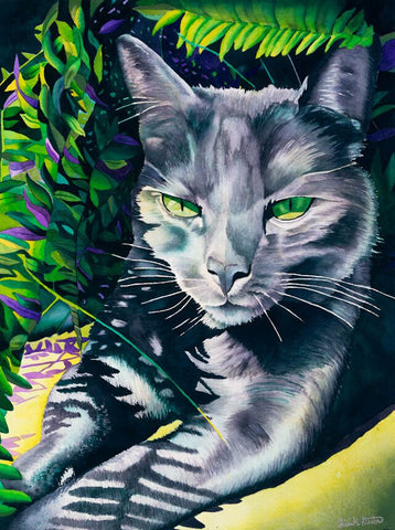 Mister: Signed Print from original watercolor cat painting.