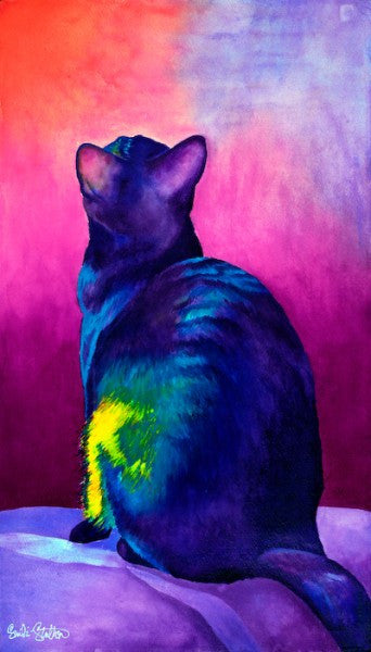 Nefertiti: Signed Print from original watercolor cat painting.