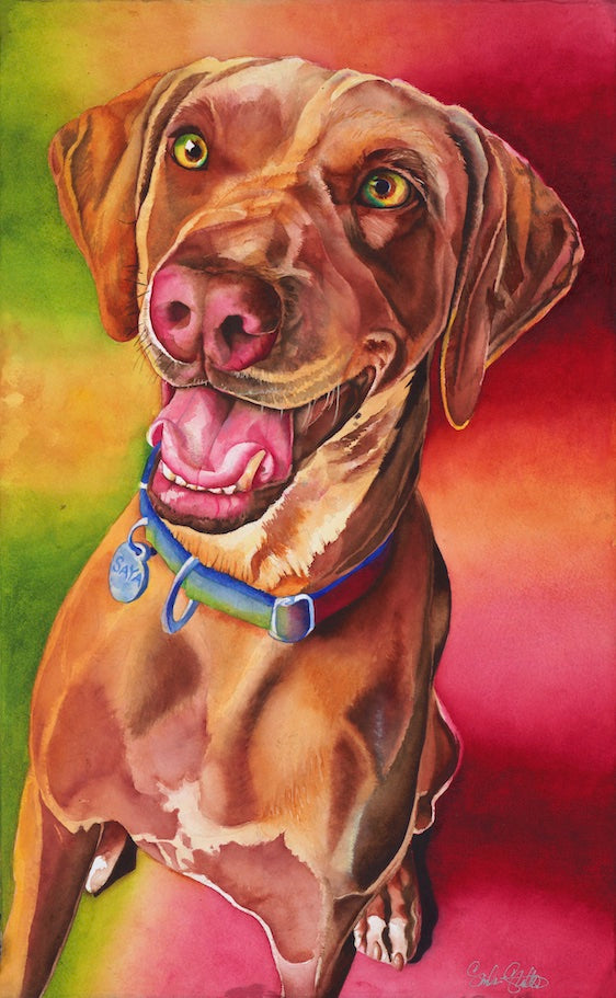 Saya: Signed Print from original watercolor dog painting.