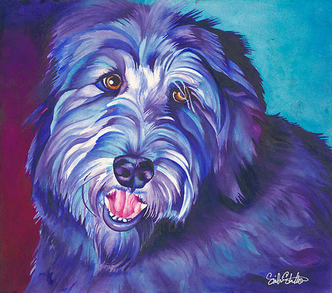 Stoke: Signed Print from original watercolor dog painting.