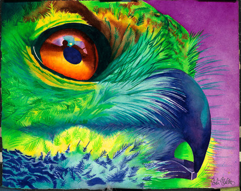 Hoot #2: Signed Print from original watercolor owl painting.